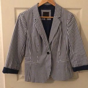 Navy blue check blazer
